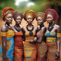 A beautiful image featuring African women in traditional attire