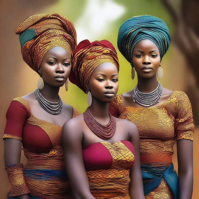 A beautiful image featuring African women in traditional attire