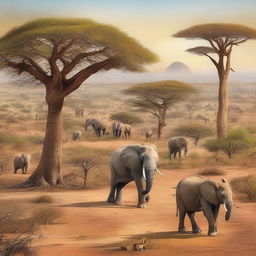 A hyper-realistic depiction of Africa, showcasing its diverse landscapes, including savannas, deserts, and jungles