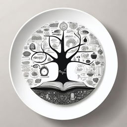 A visually striking image depicting the concept of 'the meaning of life' presented on a plate