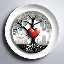 A visually striking image depicting the concept of 'the meaning of life' presented on a plate