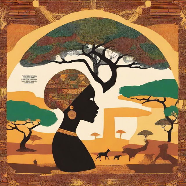 Uma capa de livro fascinante que ilustra uma sociedade africana onde a espiritualidade e a ciência coexistem harmoniosamente