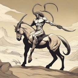 A unique centaur with the lower body of a scorpion instead of a horse