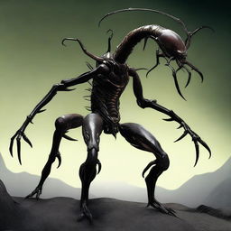 A half-human, half-scorpion creature with six legs and a female upper body