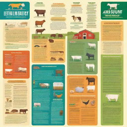 A vibrant and educational poster illustrating best practices in livestock farming