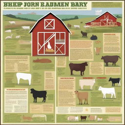 A vibrant and educational poster illustrating best practices in livestock farming