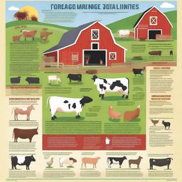 A vibrant and educational poster illustrating best practices in livestock farming