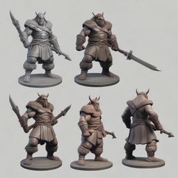 Create a detailed statue depicting a bugbear Barbarian equipped with a Glaive and a shield