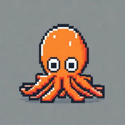 An adorable orange squid in pixel art