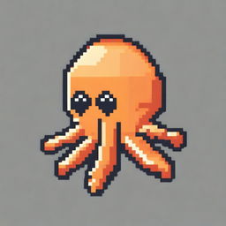 An adorable orange squid in pixel art