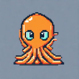 An adorable orange squid in pixel art