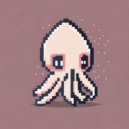 A kawaii squid in pixel art