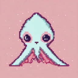 A kawaii squid in pixel art