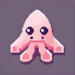 An icon of a kawaii squid in pixel art