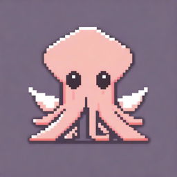 An icon of a kawaii squid in pixel art