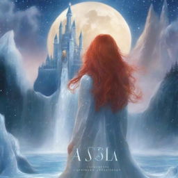 A book cover shows a young woman from behind, her bright red hair cascading in waves over a silver cloak