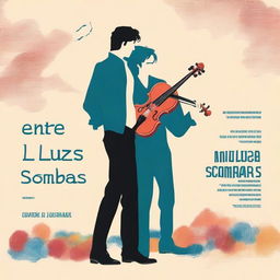 A book cover for 'Entre Luzes e Sombras: A Jornada de um Amor Verdadeiro' capturing the emotional essence of the story with a vibrant and evocative image