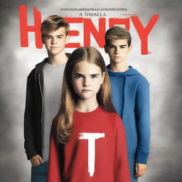 Create a book cover featuring Henry Bowers, played by Nicholas Hamilton, the school bully from the 2017 movie It, alongside teenage Brooke Shields