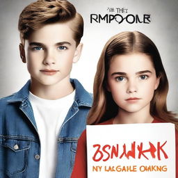 Create a book cover featuring Henry Bowers, played by Nicholas Hamilton, the school bully from the 2017 movie It, alongside teenage Brooke Shields