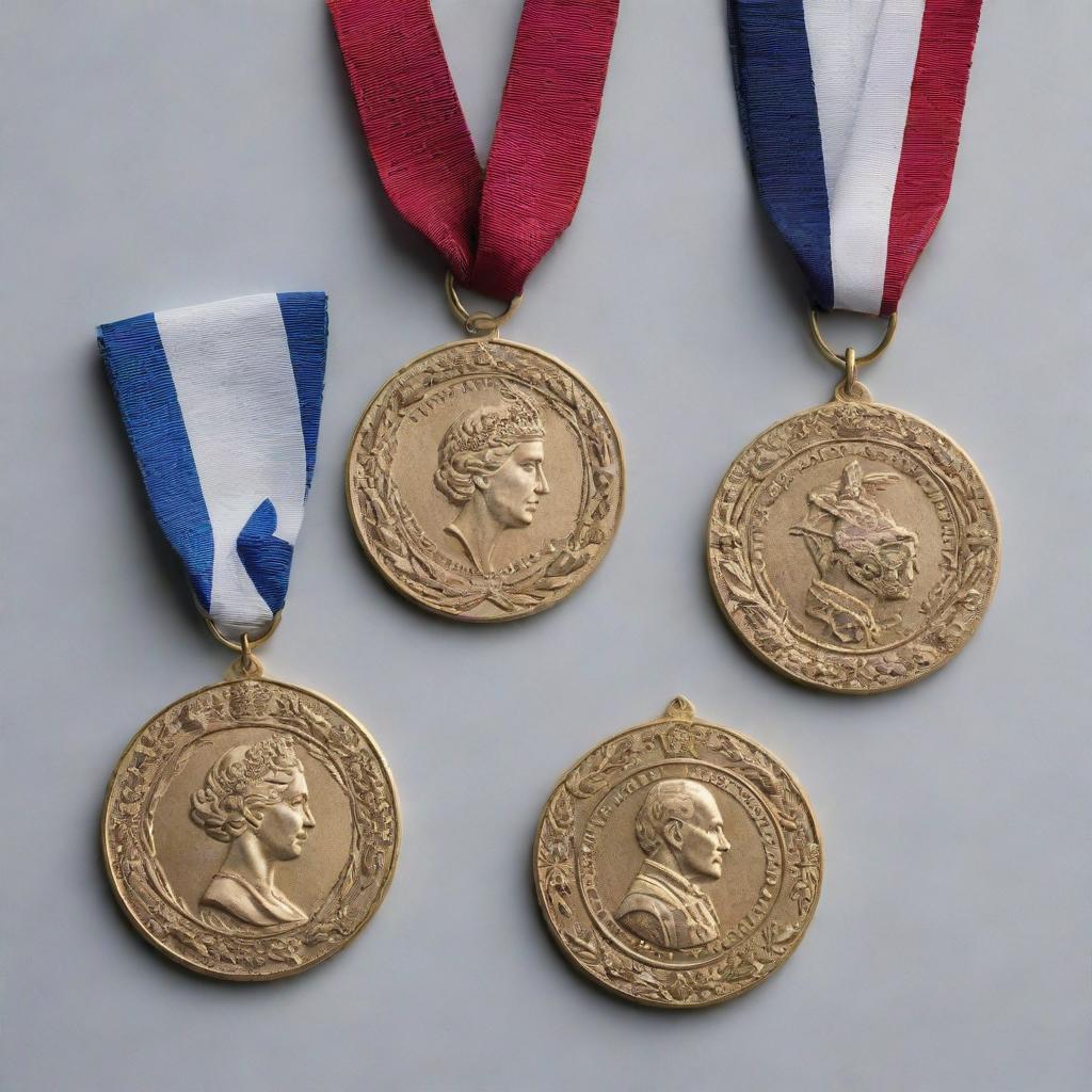 Designs of innovative, fictional medals carrying a sense of prestige and honour, perfect for character inspiration