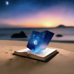 Criar uma capa de e-book com uma boa qualidade que apresenta um céu noturno profundo, estrelado e com uma lua cheia brilhante