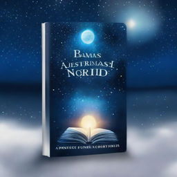 Criar uma capa de e-book com uma boa qualidade que apresenta um céu noturno profundo, estrelado e com uma lua cheia brilhante