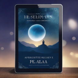 Criar uma capa para um e-book de alta qualidade que apresenta um céu noturno profundo, estrelado e com uma lua cheia brilhante