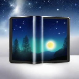 Criar uma capa para um e-book de alta qualidade que apresenta um céu noturno profundo, estrelado e com uma lua cheia brilhante