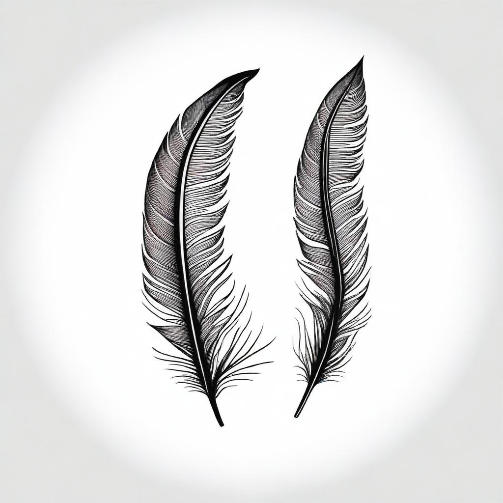 A detailed illustration of an ink feather, showing its delicate and intricate design