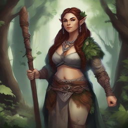 A detailed illustration of a female dwarven druid