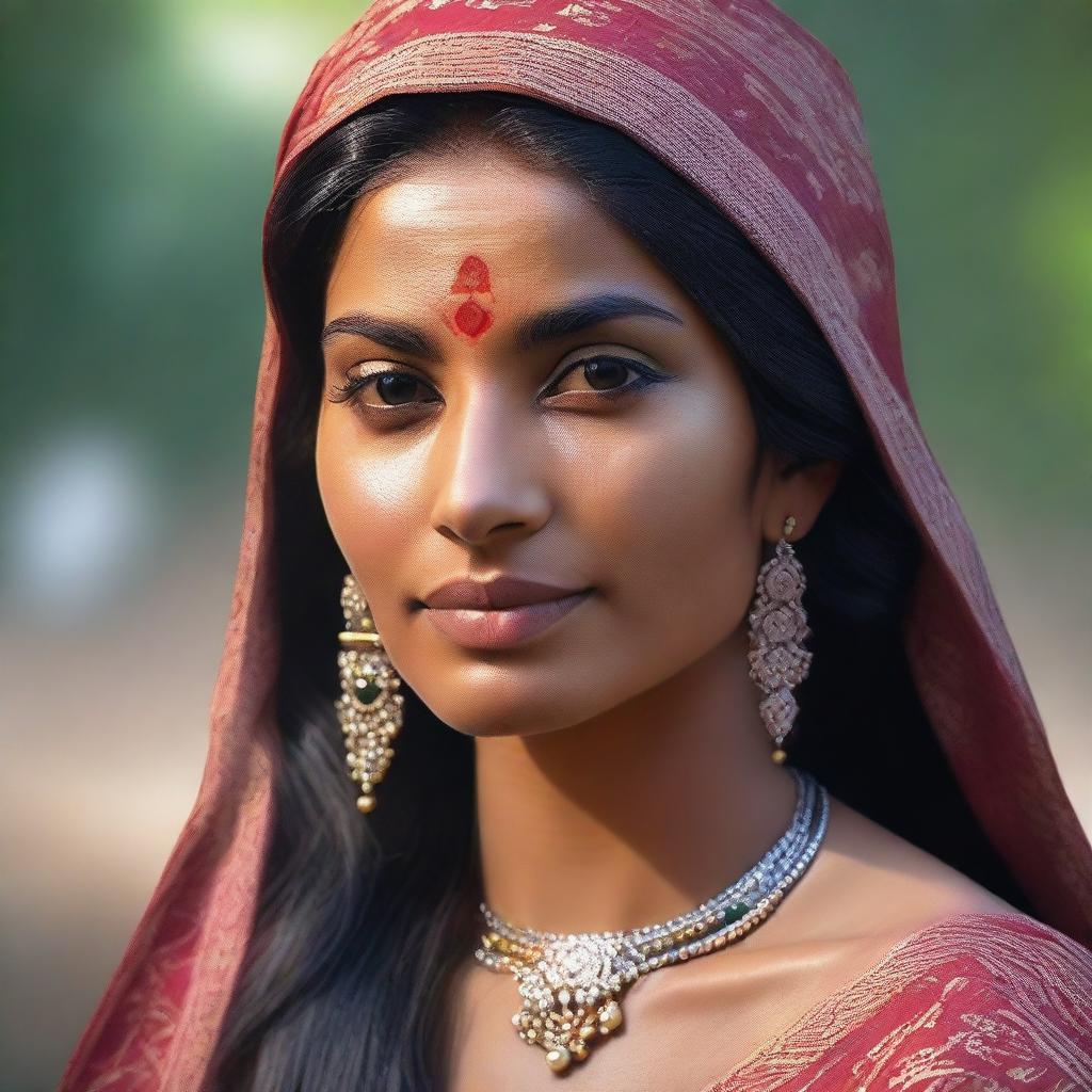 Create a realistic, high-quality photo of an Indian woman