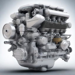 A detailed illustration of a modern motor engine, showcasing its intricate components and mechanical parts