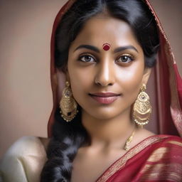 Create a realistic, high-quality photo of an Indian woman