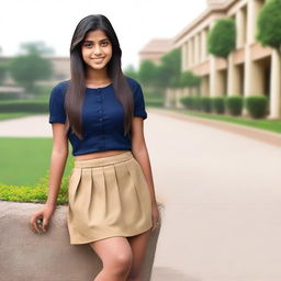 Create a high-quality, realistic photo of an Indian college or school girl