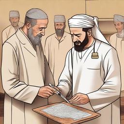 A detailed and educational illustration depicting the medical learning and practice in Iraq