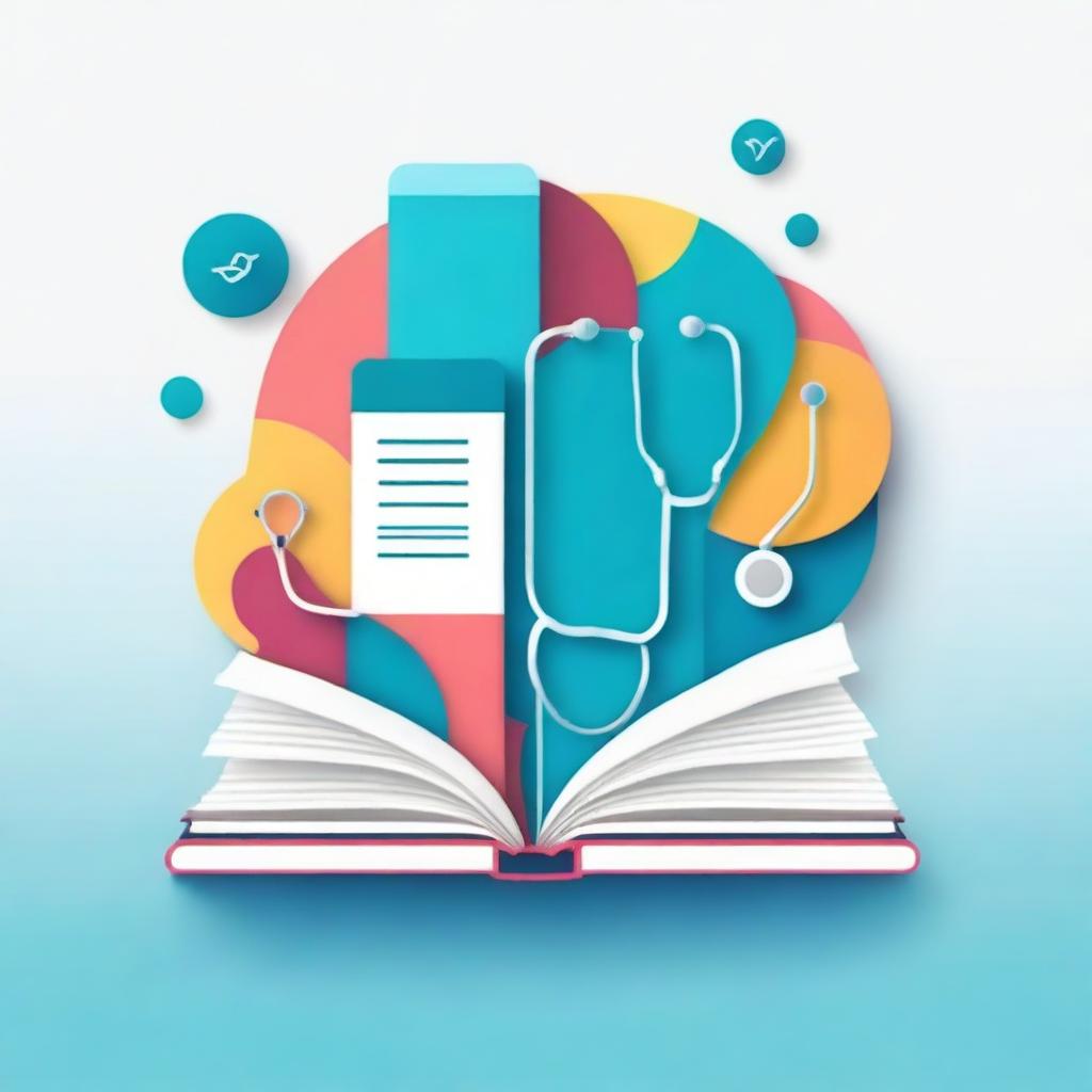 A vibrant and engaging podcast cover illustration for a show about medical learning