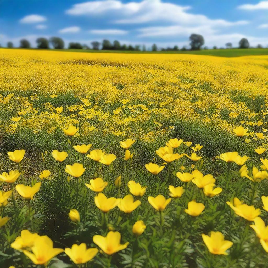 Create an image of a field of yellow flowers