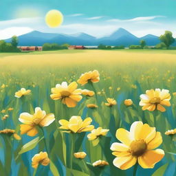 Create an image of a field of yellow flowers