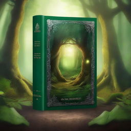 Create a captivating book cover with a mystical forest scene