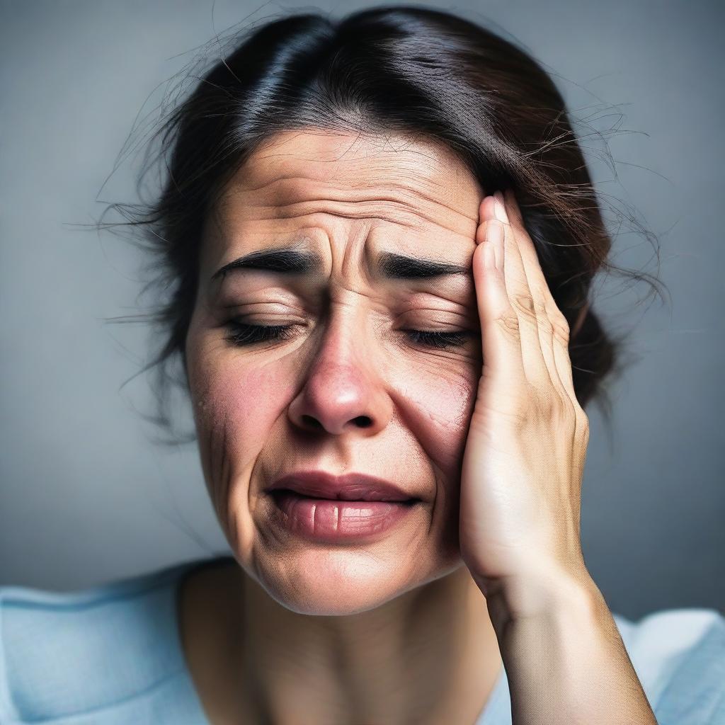 Create an image of a woman crying