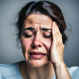 Create an image of a woman crying