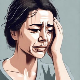 Create an image of a woman crying