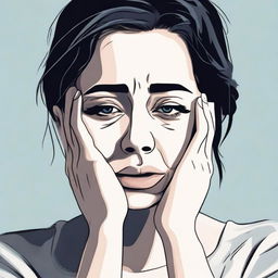 Create an image of a woman crying