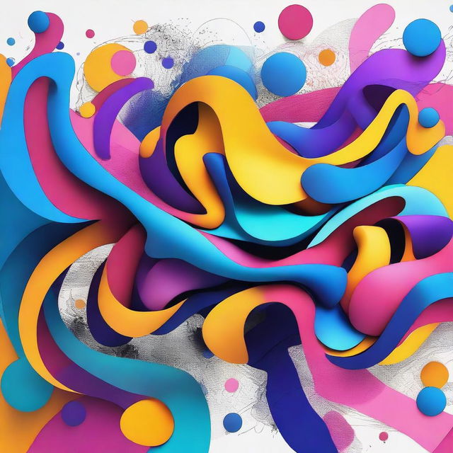 Create an image of a chaotic scene with vibrant colors and dynamic elements