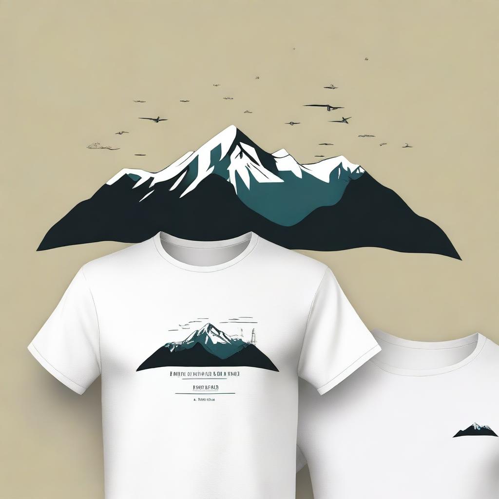 A simple and stylish t-shirt design featuring a mountain theme