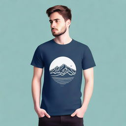 A simple and stylish t-shirt design featuring a mountain theme