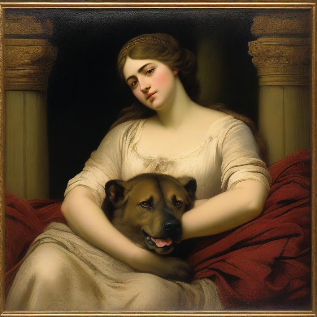 A romantic era painting depicting Delilah with Samson's head resting in her lap