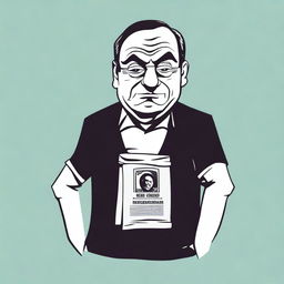 A simple t-shirt design featuring a caricature of a corrupt person