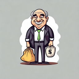 A simple t-shirt design featuring a caricature of a corrupt person