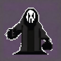 Create an 8-bit pixel art of Ghostface from the horror movie series Scream